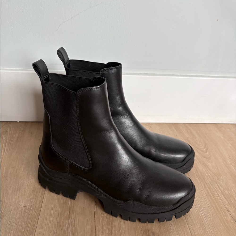 Black Leather Ankle Boots